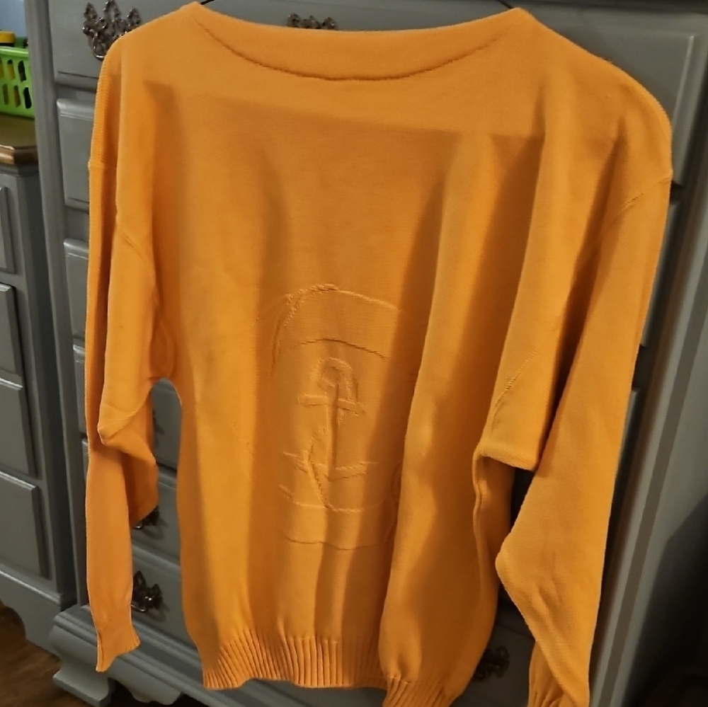 Men's Orange Sweater with Anchor Design